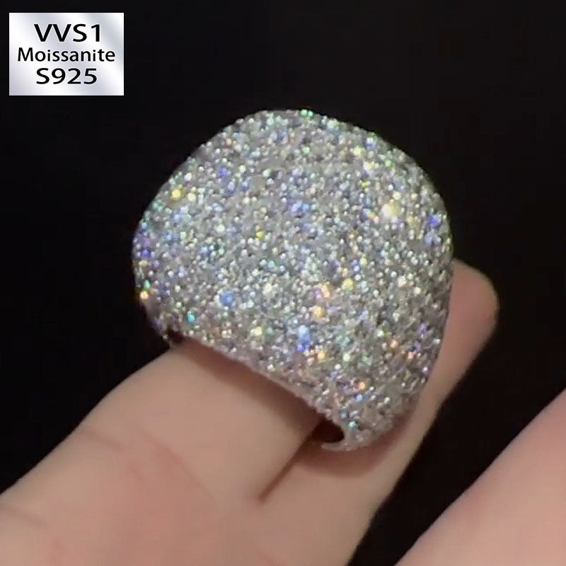 Moissanite Full of Diamond Square Ring