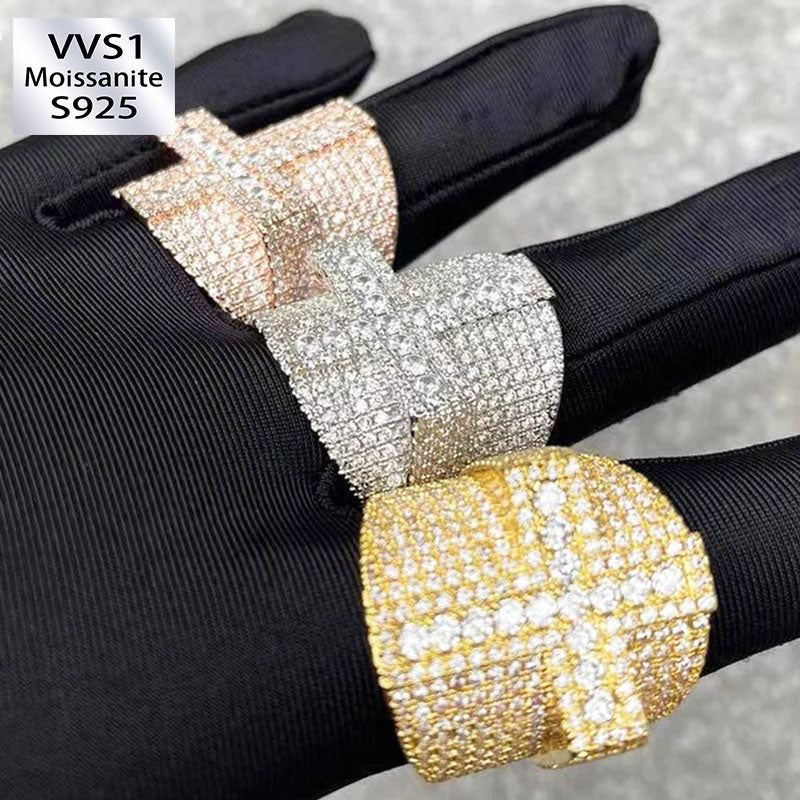 Moissanite Sleeve Cross Ring