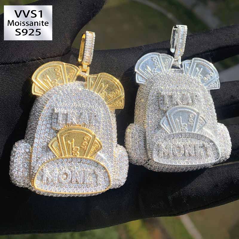 Moissanite Hip Hop Letter Backpack Pendant