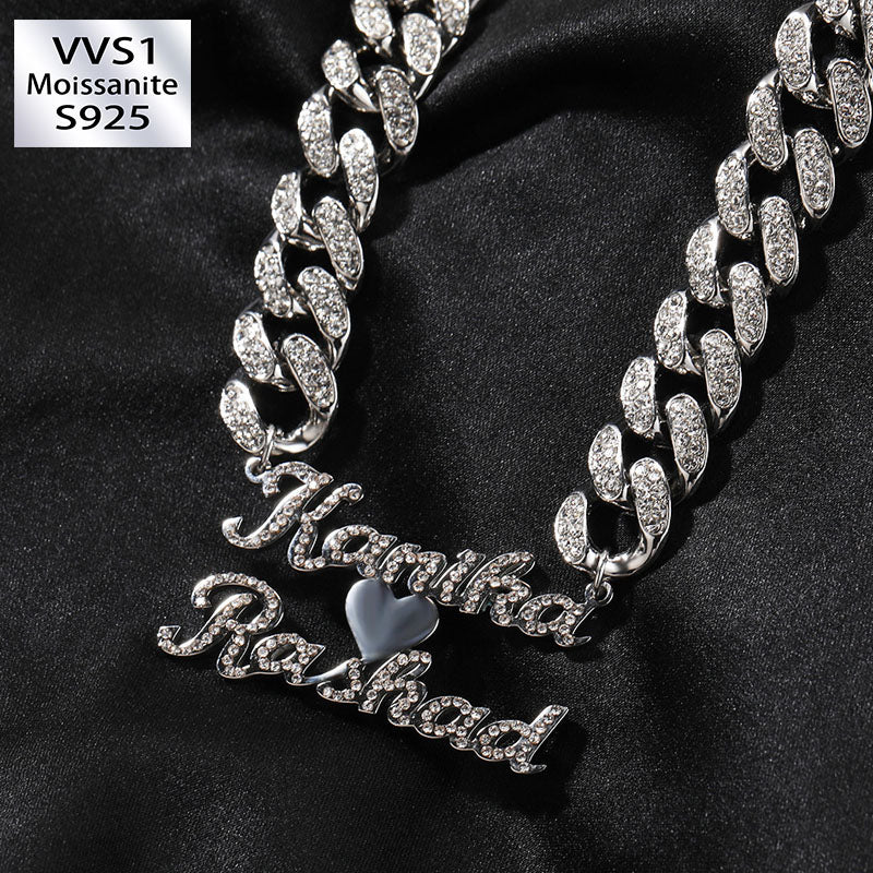 Moissanite can Customize Letter Cuban Chain