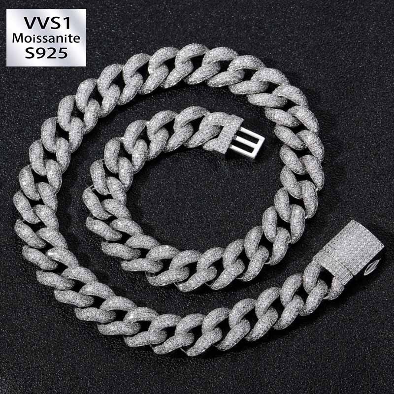 15mm Moissanite Bubble Micro inlay Cuban Chain