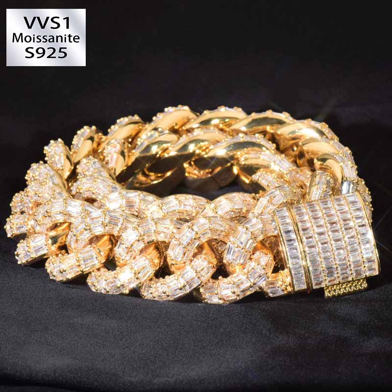 21mm Moissanite Trapezoid Diamond Cuban Bracelet