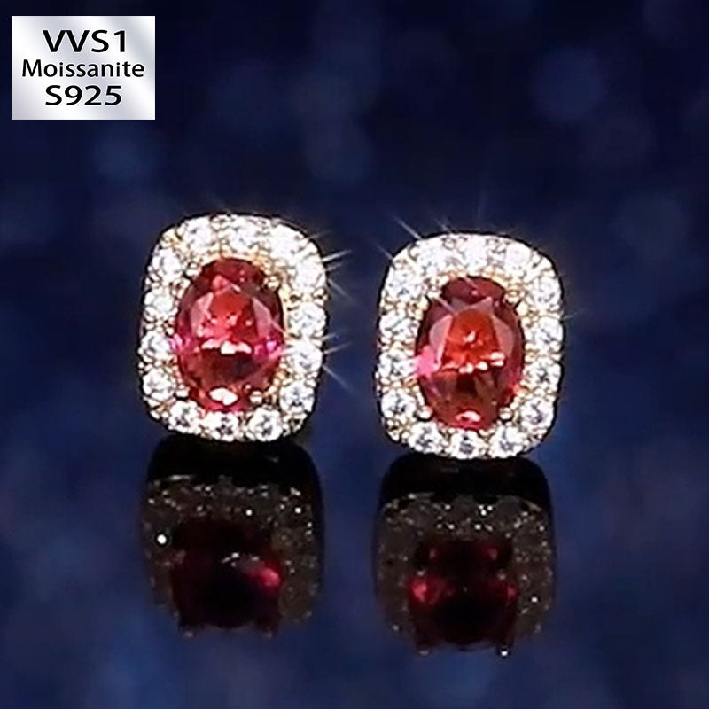 Moissanite Vintage Red Gemstone Earrings