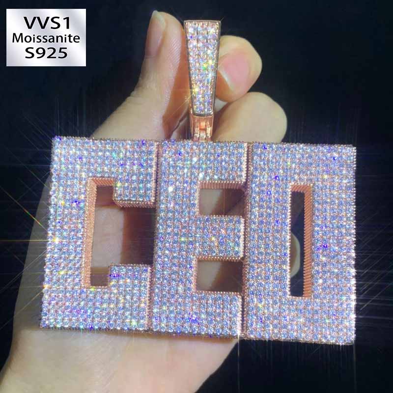 Moissanite Hip Hop Square Letter Custom Pendant