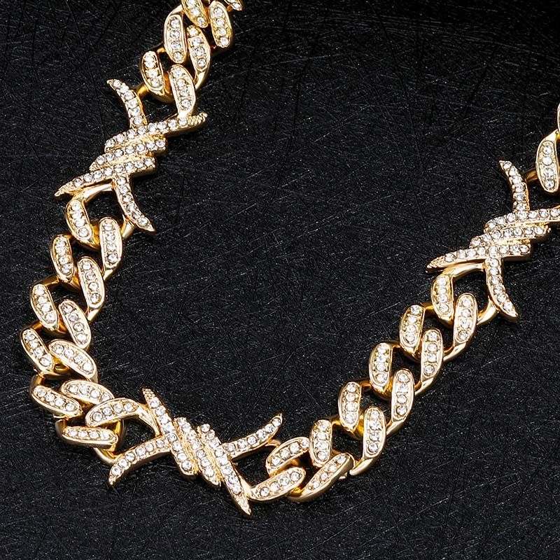 10mm Iced Out Cuban Barb Wire Chain