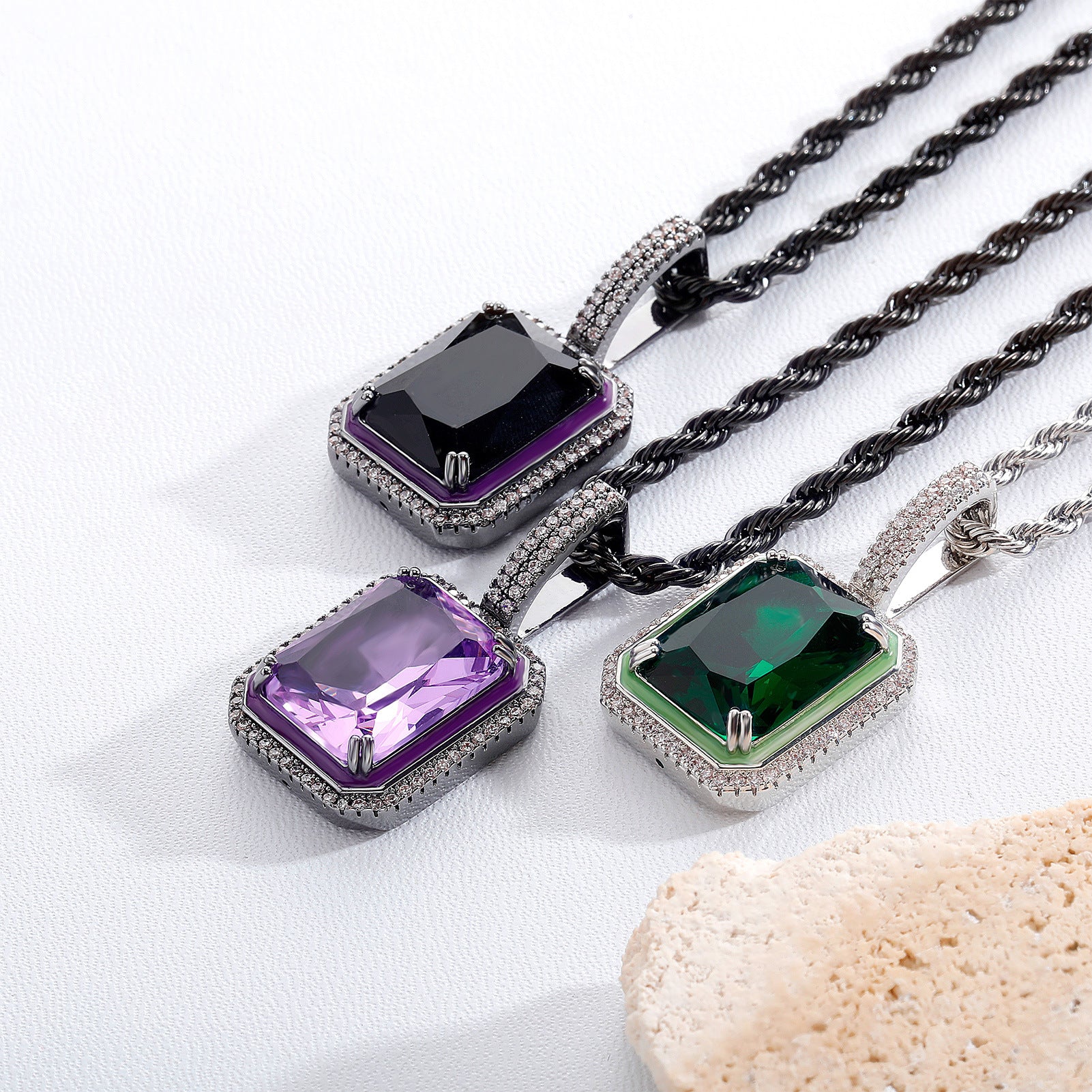 Gemstone Iridescent Glow in the Dark Oil Drop Moissanite Pendant