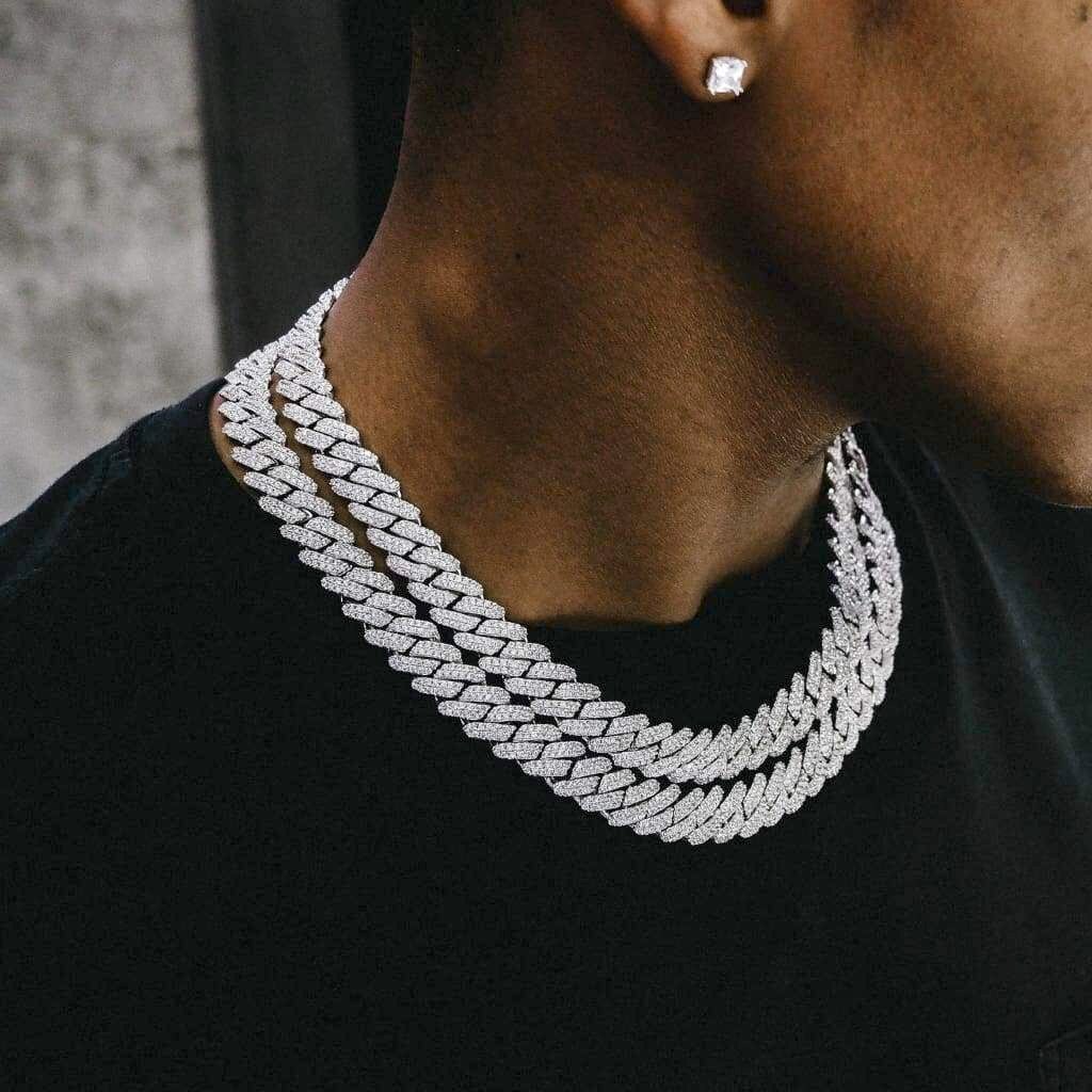 12mm Miami Cuban Link Chain -White Gold