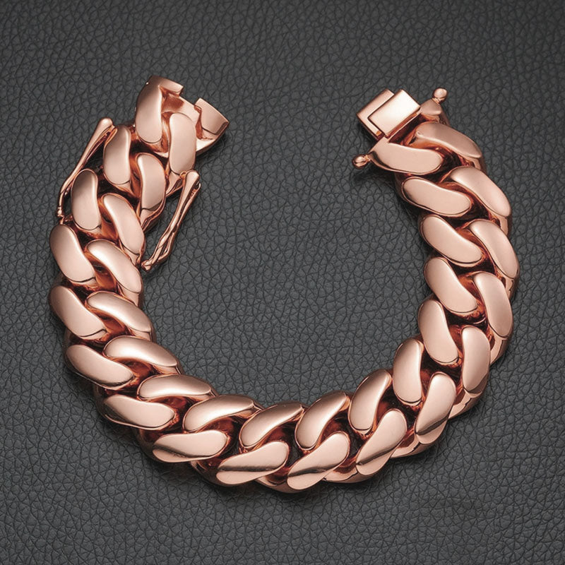 14/16/18/20mm Width 14K Gold Plated Glossy Large Cuban Chain