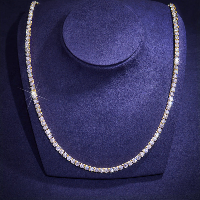 3/4/5mm Moissanite Tennis Chain in 18K Gold