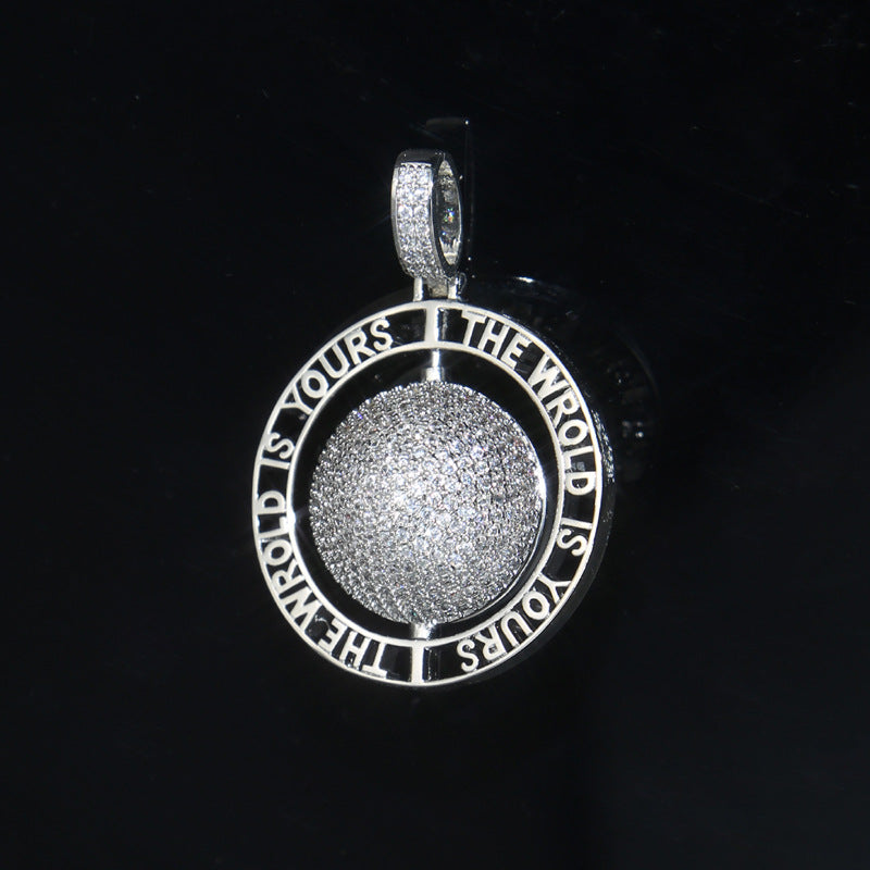 Hip Hop | "Globe Rotatable" Iced Pendant