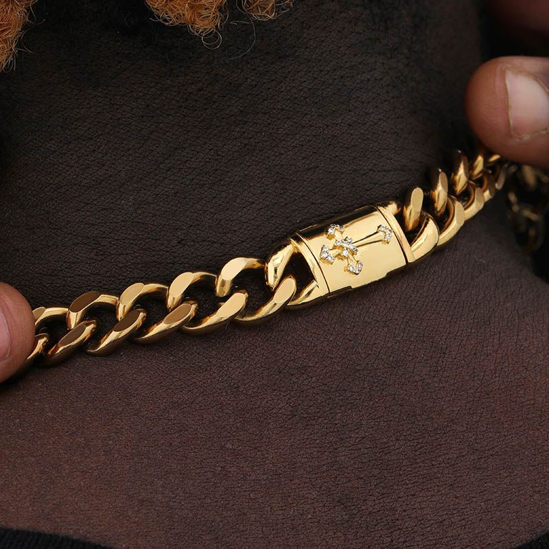 10mm Cross Box Buckle Cuban Chain