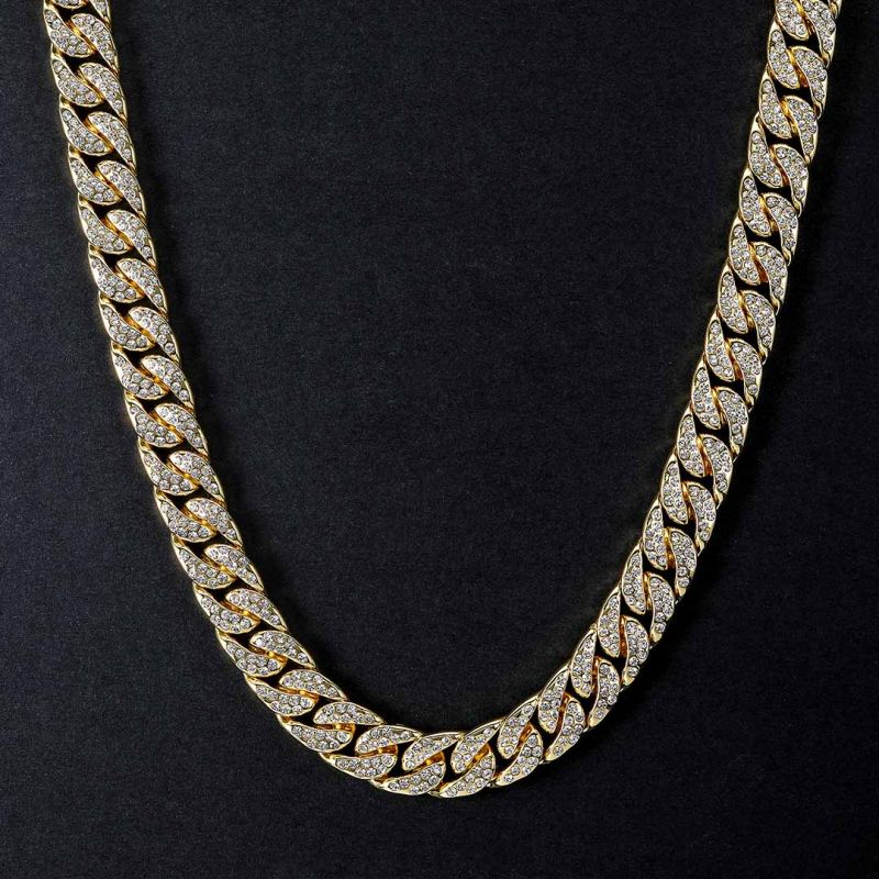 Iced 18K Gold 13mm Moissanite Cuban Chain