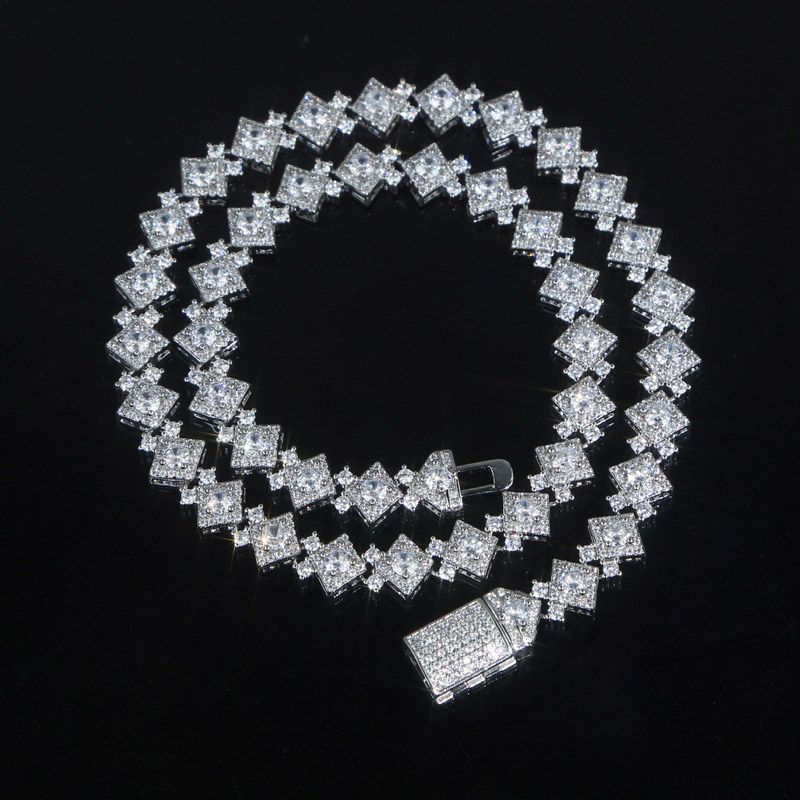 10mm Moissanite Cloister Link Chain in White Gold