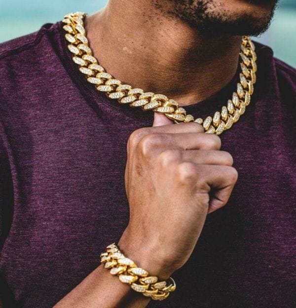 13mm/20mm Cuban Chain & Bracelet Set - 5x 18K Gold Plated