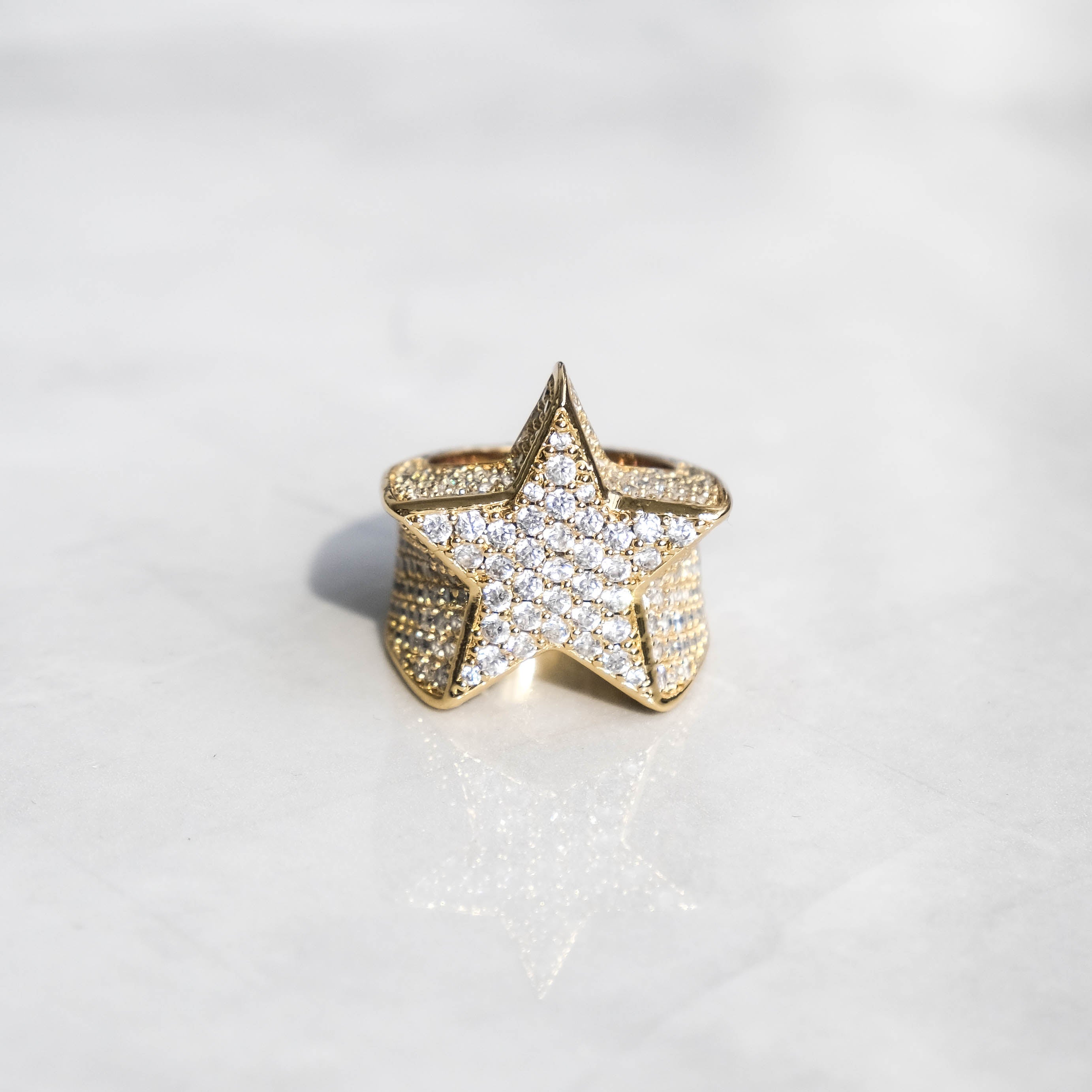 Moissanite Star Ring 18k Gold