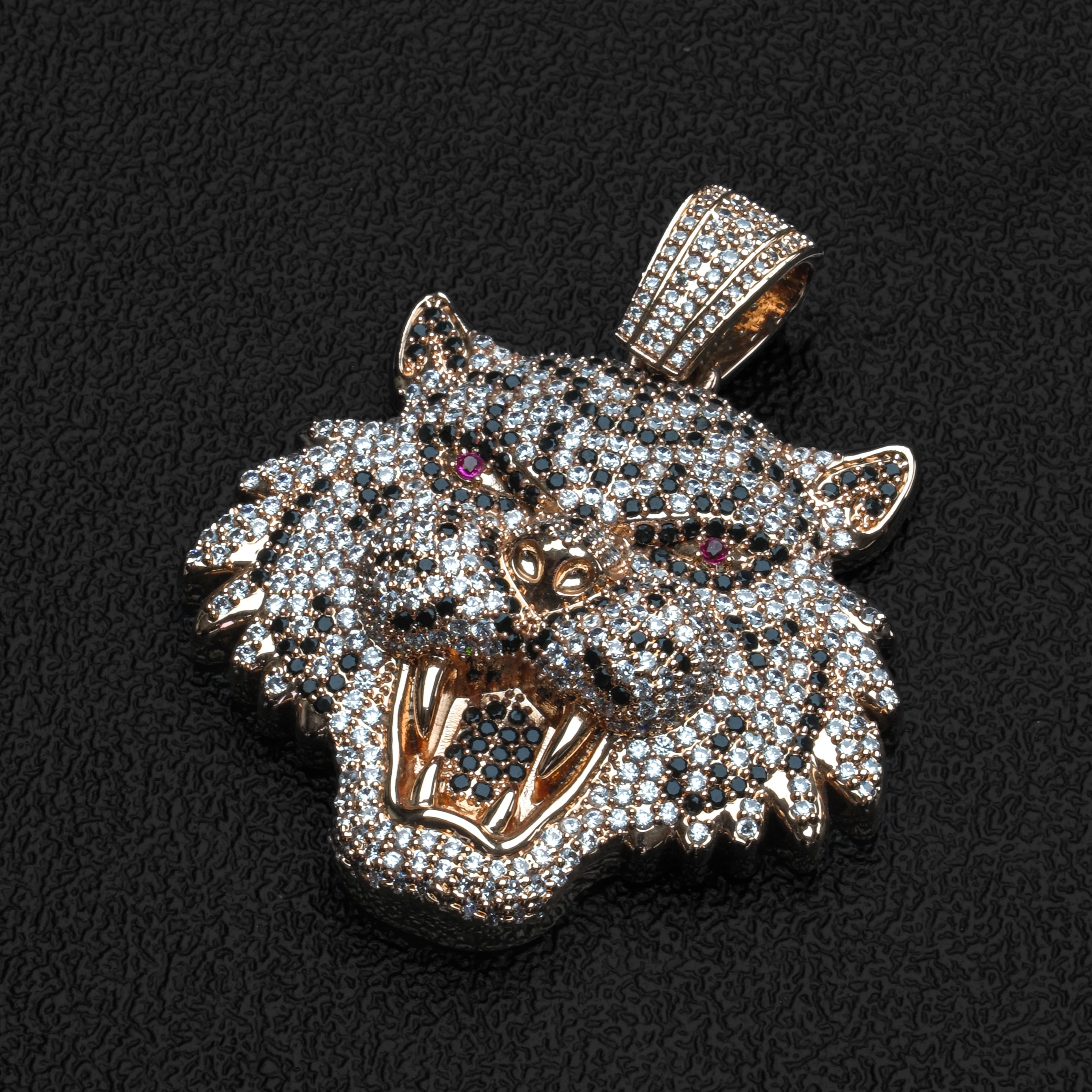 Morganite Hip Hop Leopard Head Pendant