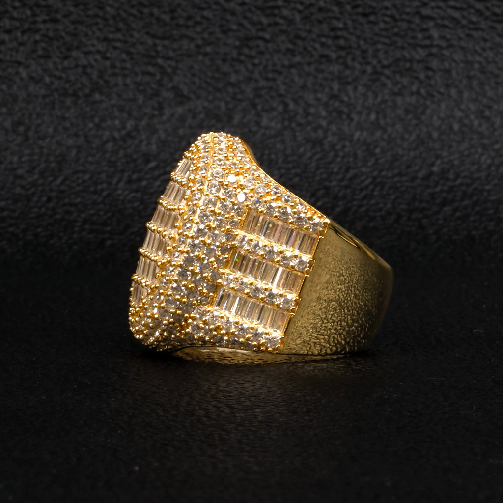 Moissanite step-cut square diamond round  ring