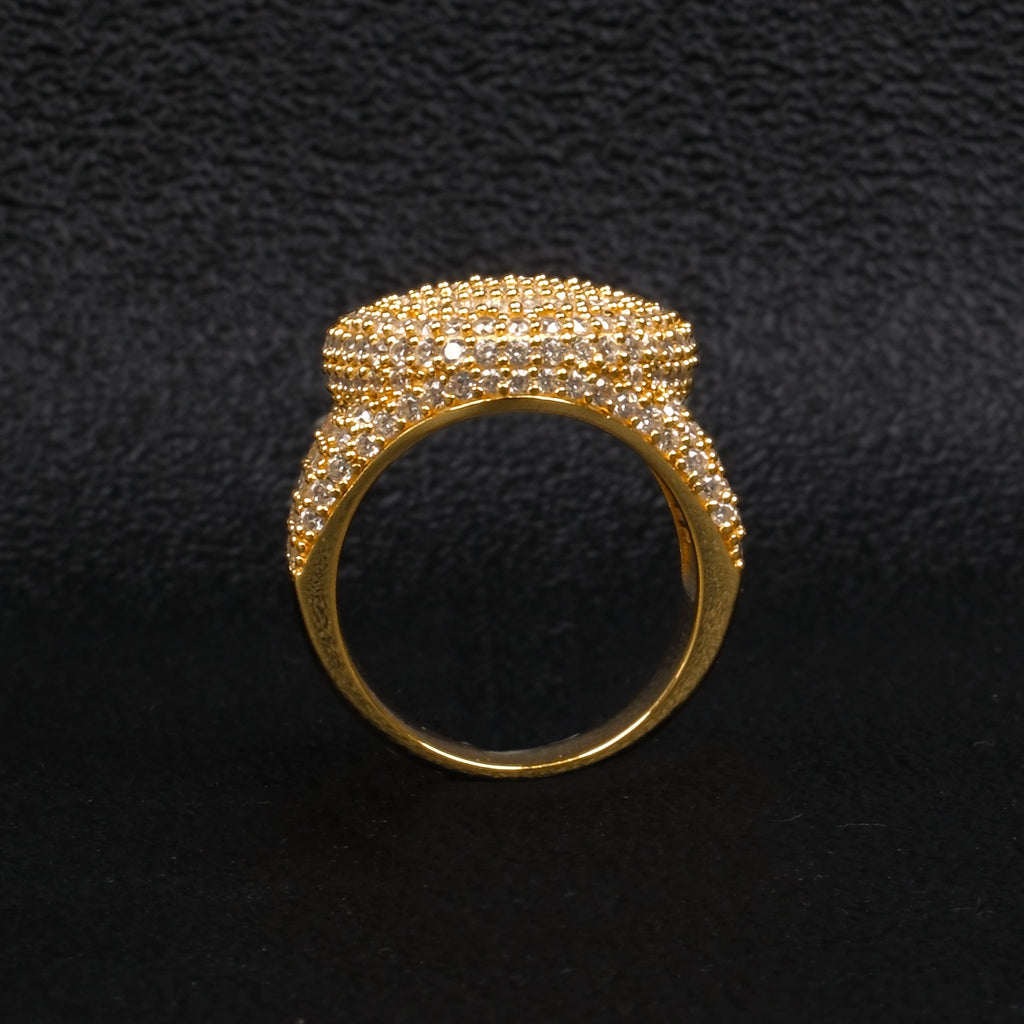 Moissanite step-cut square diamond round  ring