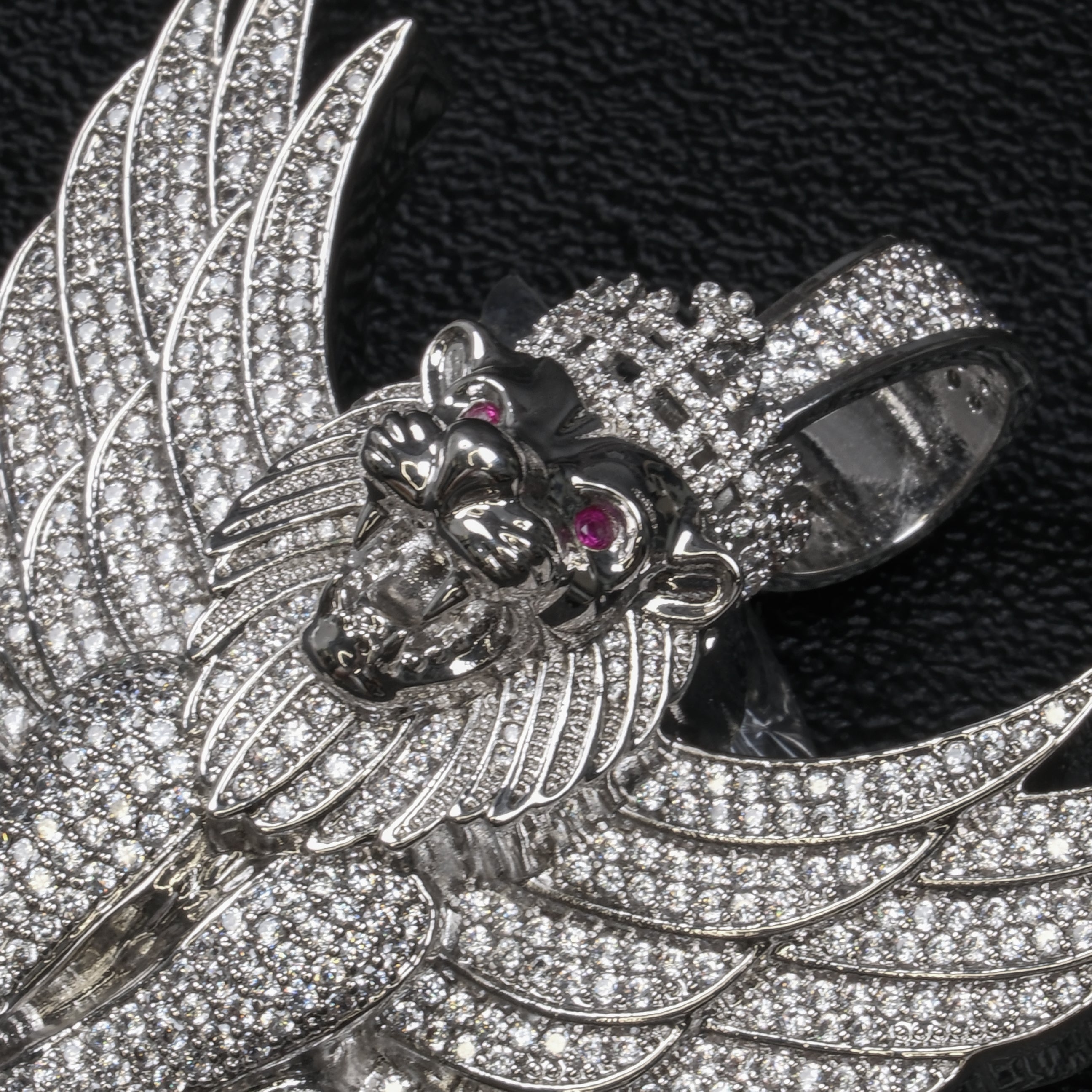 Hip Hop Winged Lion Moissanite Pendant