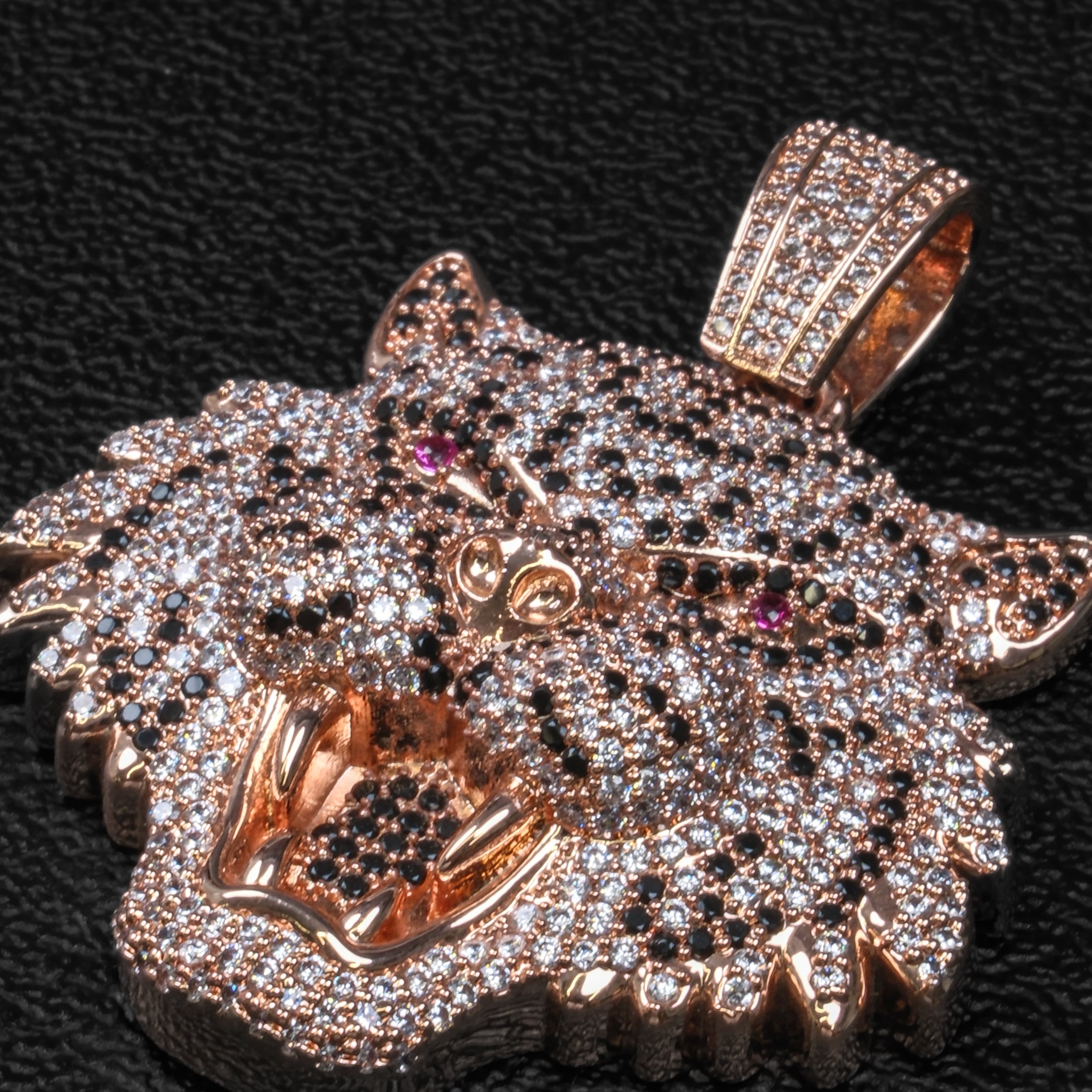 Morganite Hip Hop Leopard Head Pendant
