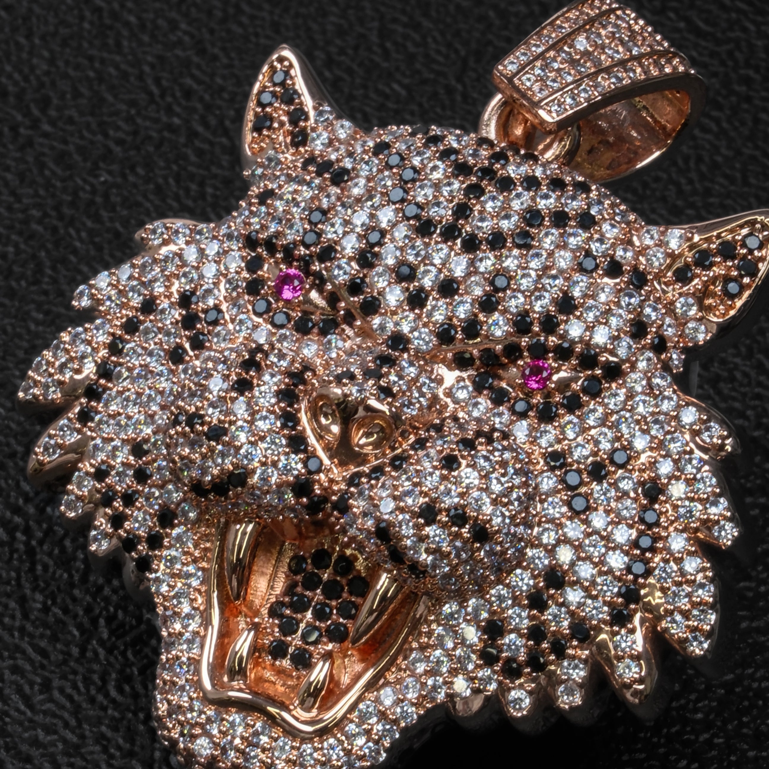 Morganite Hip Hop Leopard Head Pendant