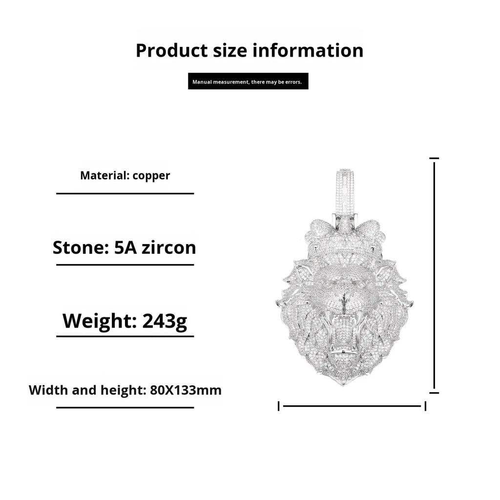 Oversized | 135mm | Roaring Lion Head Pendant
