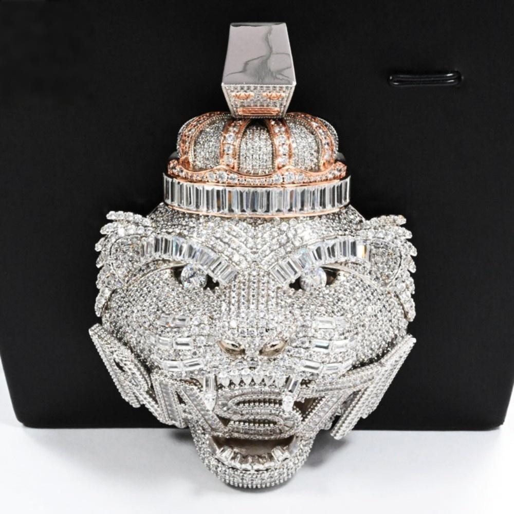 18k White Gold Plated | 925S | 3D Lion Head Pendant