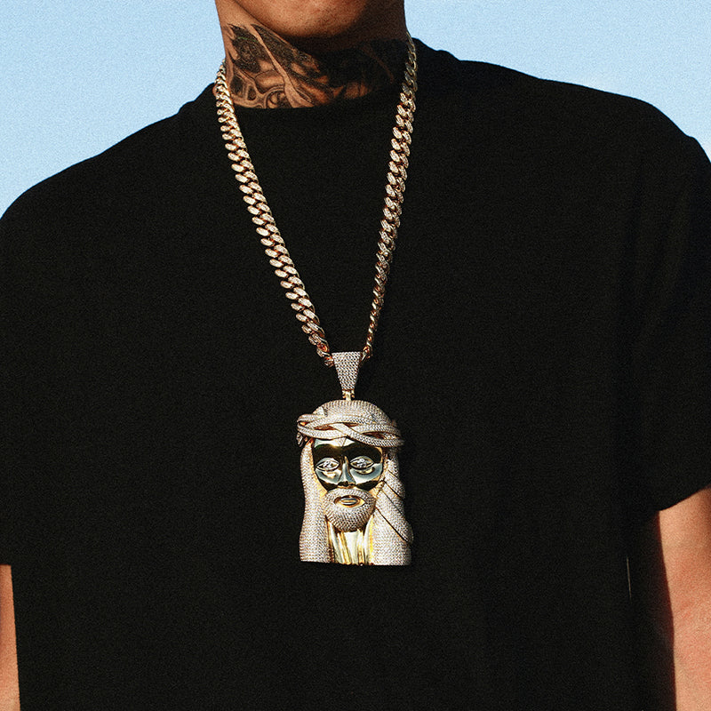 Hip Hop | Jesus Iced Out Pendant With Cuban Link Chain