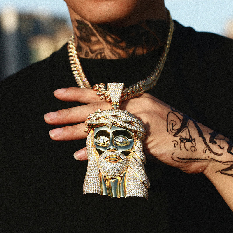 Hip Hop | Jesus Iced Out Pendant With Cuban Link Chain