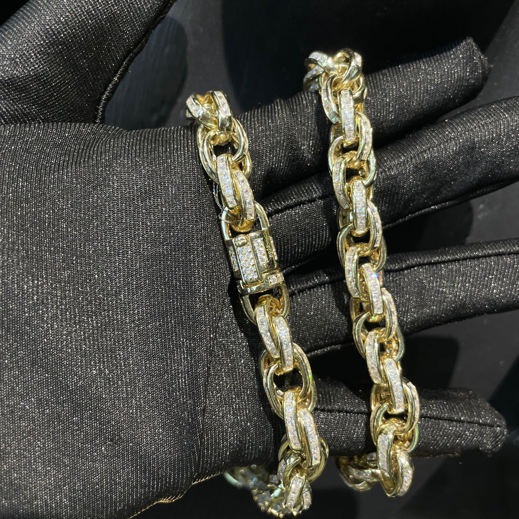 10mm Moissanite Exquisite Setting Design Diamond Twist Chain