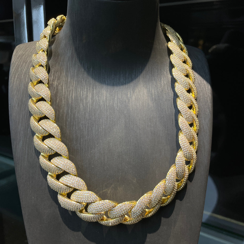 25mm Hip Hop Moissanite Bubble Cuban Chain