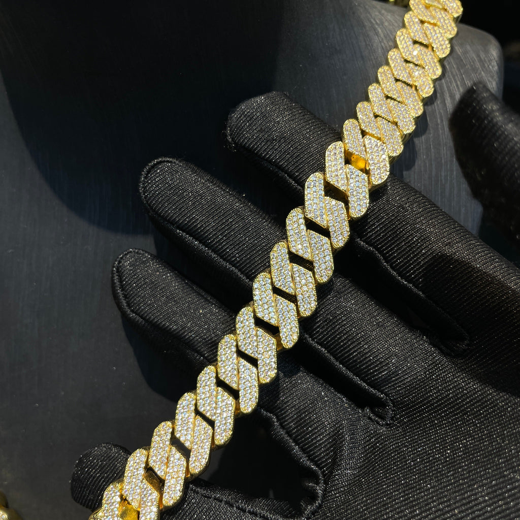 14mm Moissanite Rhombus Cuban Chain