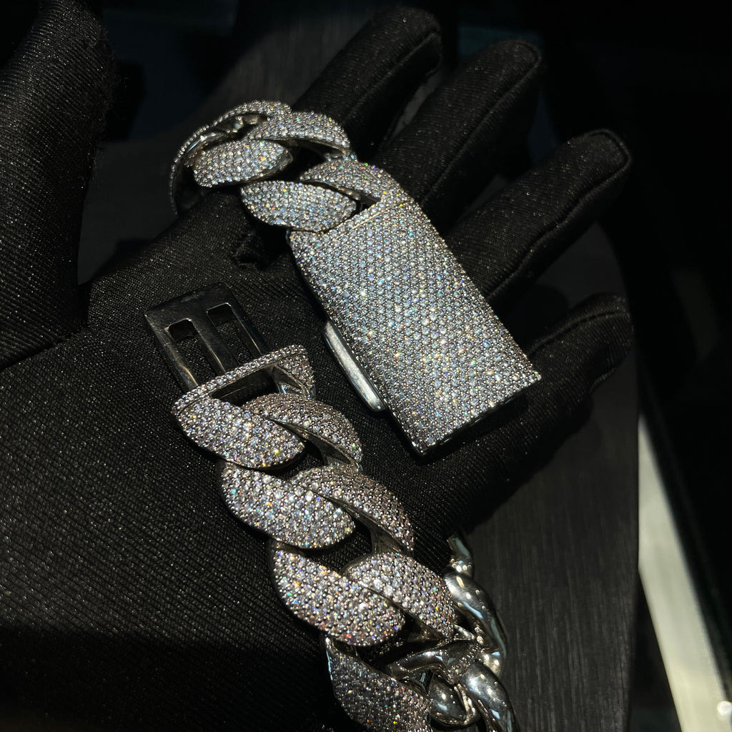 22mm Moissanite Four-Row Bubble Cuban Chain