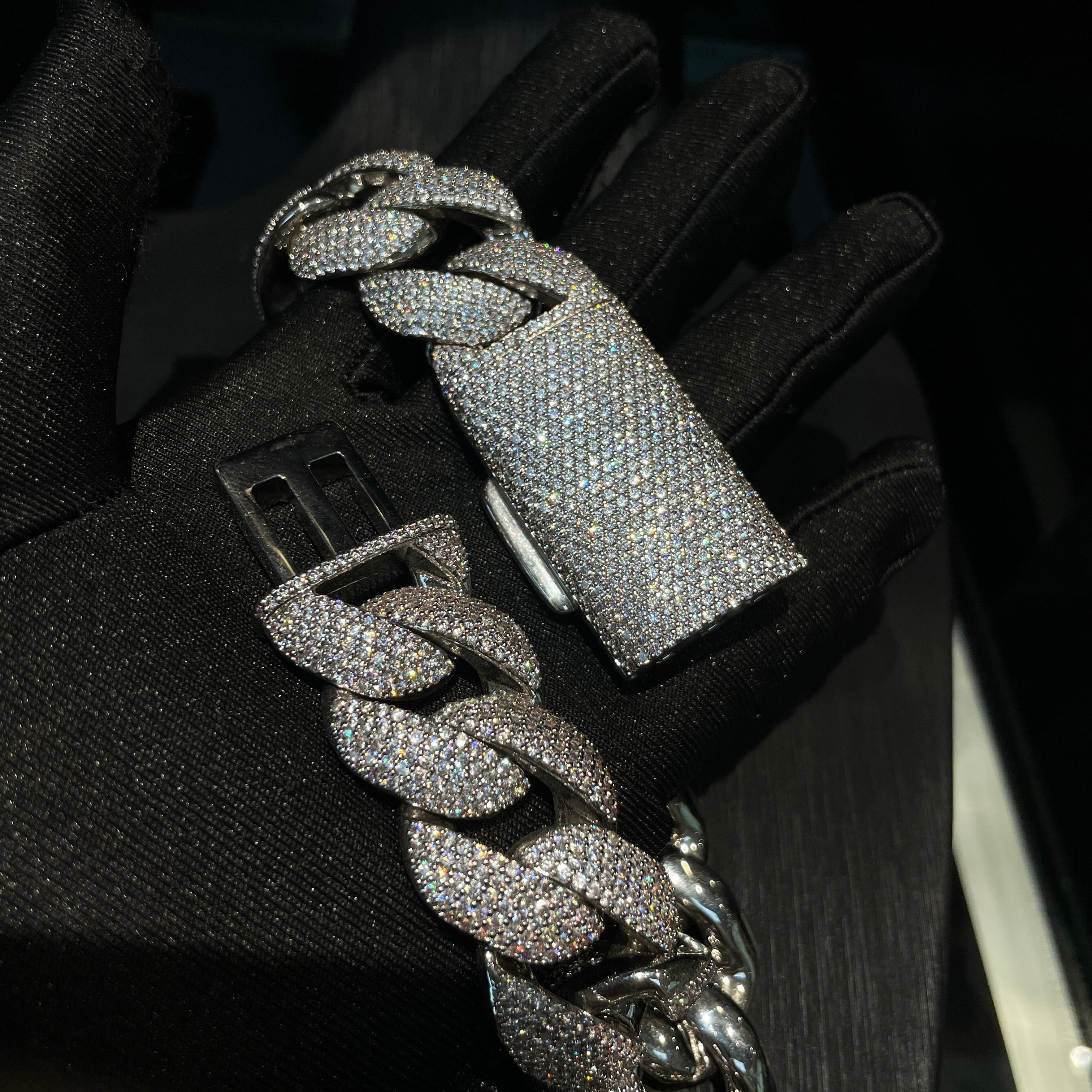 22mm Moissanite Four-Row Bubble Cuban Chain