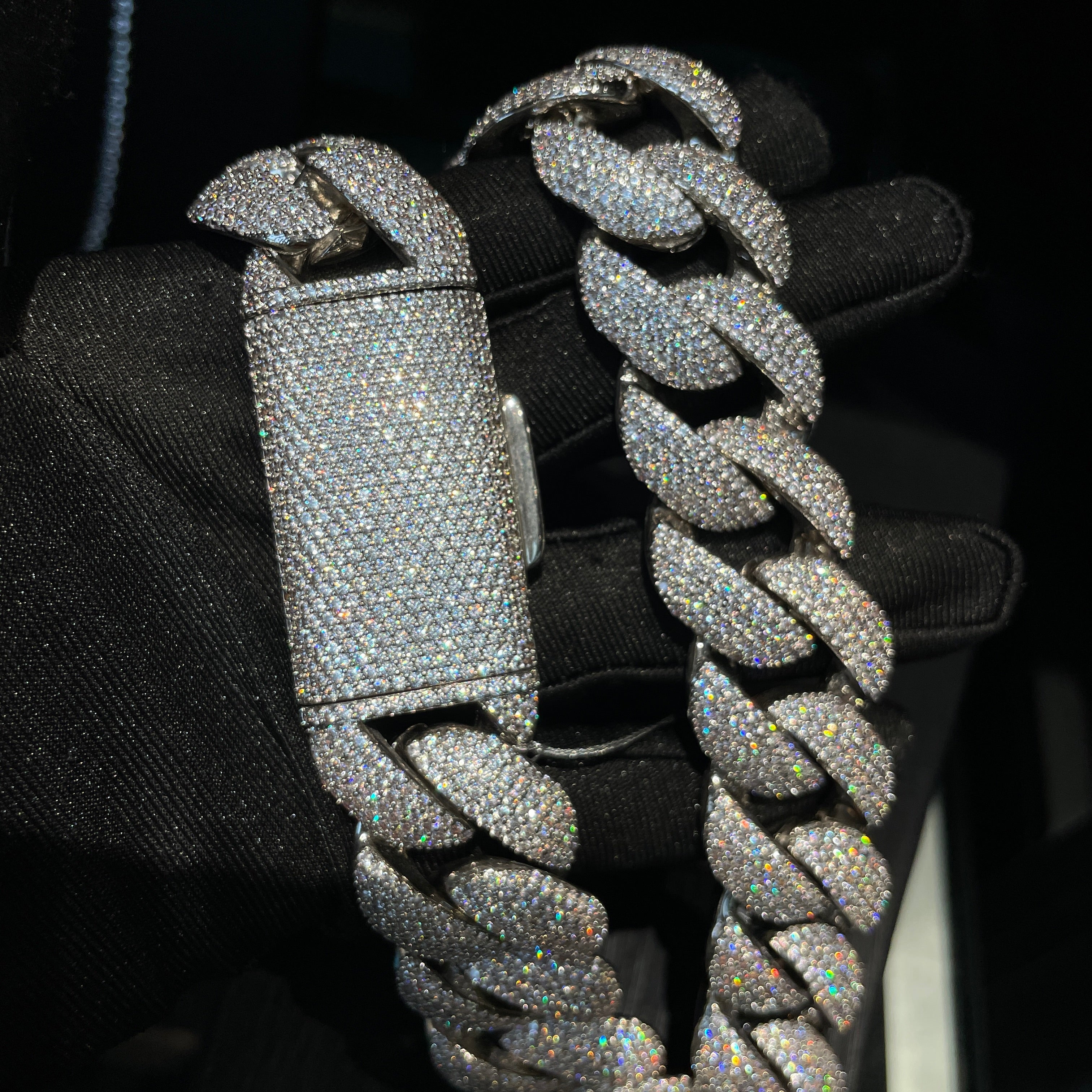 22mm Moissanite Four-Row Bubble Cuban Chain