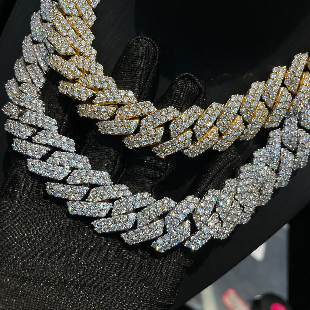 20mm Moissanite Hip Hop Two-Row Rhombus Cuban Chain