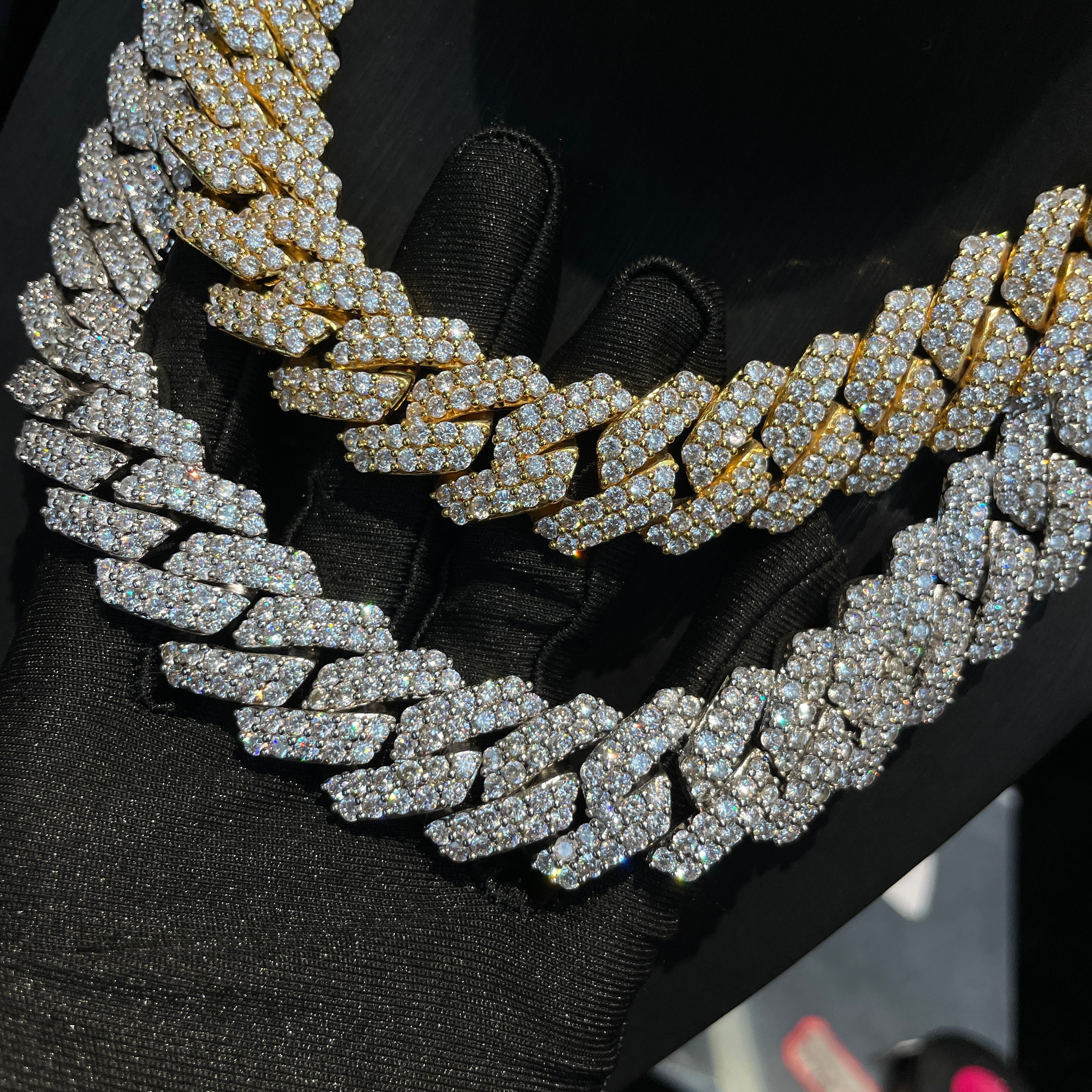 20mm Moissanite Hip Hop Two-Row Rhombus Cuban Chain