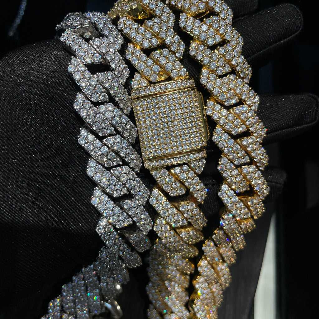 20mm Moissanite Hip Hop Two-Row Rhombus Cuban Chain