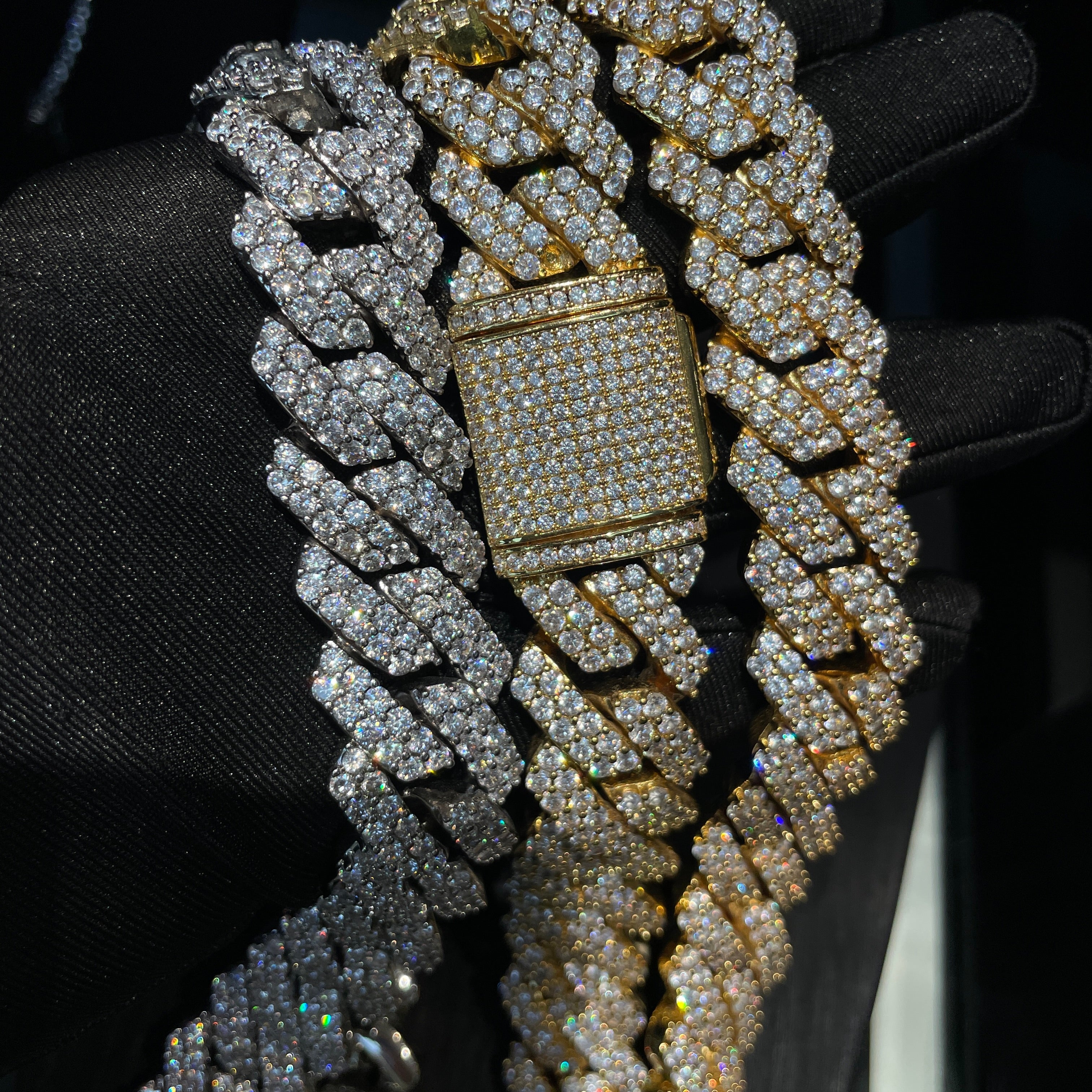 20mm Moissanite Hip Hop Two-Row Rhombus Cuban Chain