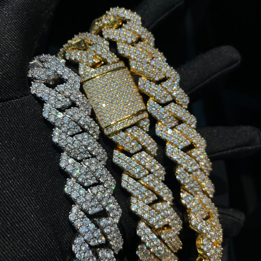 20mm Moissanite Hip Hop Two-Row Rhombus Cuban Chain