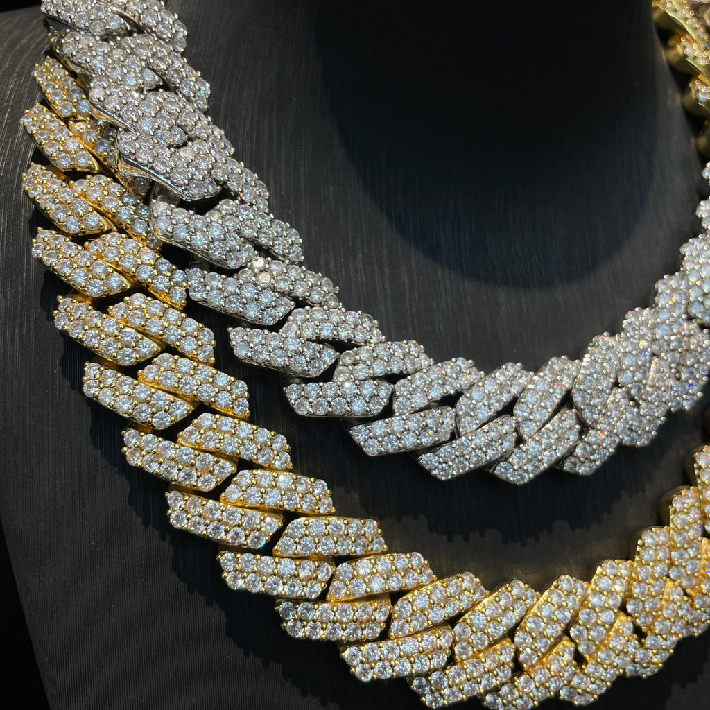 20mm Moissanite Hip Hop Two-Row Rhombus Cuban Chain