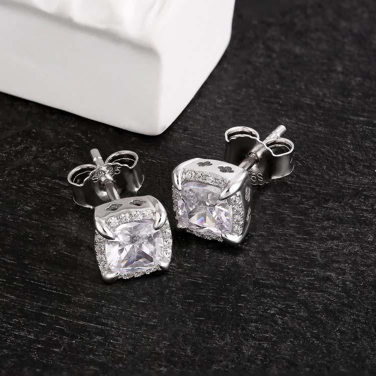 S925 & VVS Moissanite Princess Cut Moissanite Stud Mens Earrings