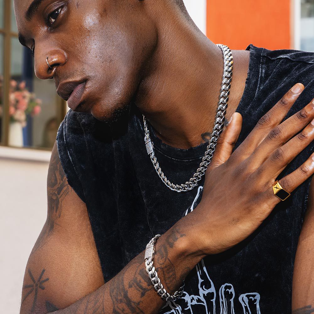 12mm Iced Out Clasp Moissanite Cuban Link Chain and Bracelet Set