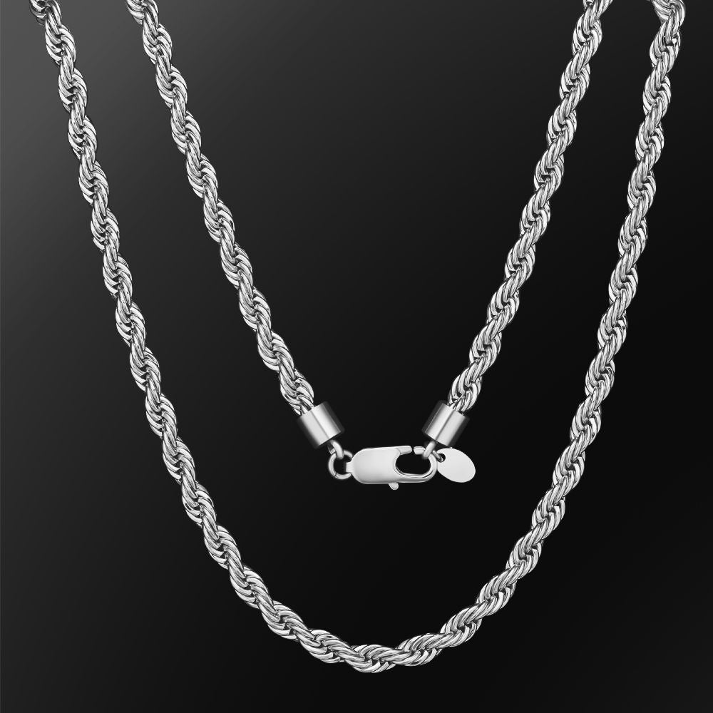 6mm Mens Rope Chain in 18K Gold/White Gold