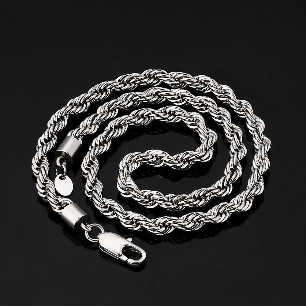 6mm Mens Rope Chain in 18K Gold/White Gold