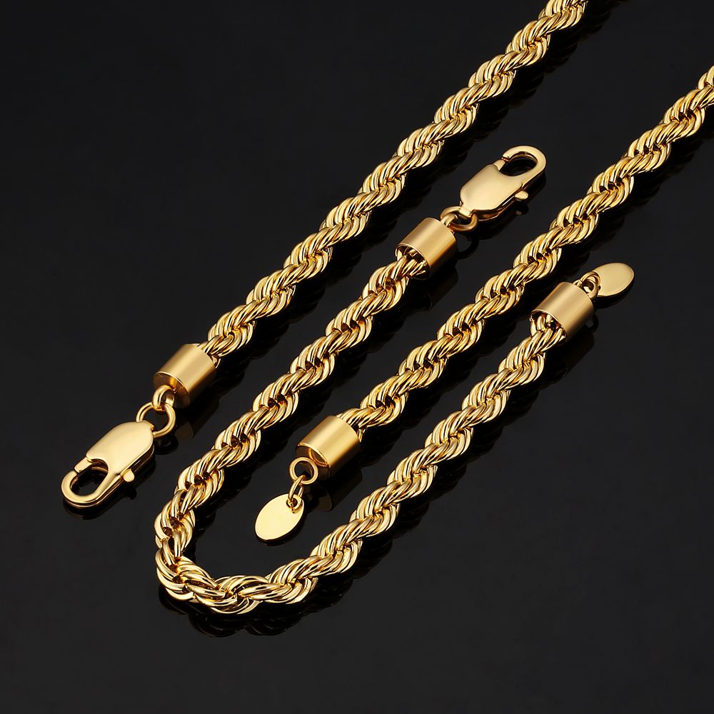 6mm Mens Rope Chain and Bracelet Set