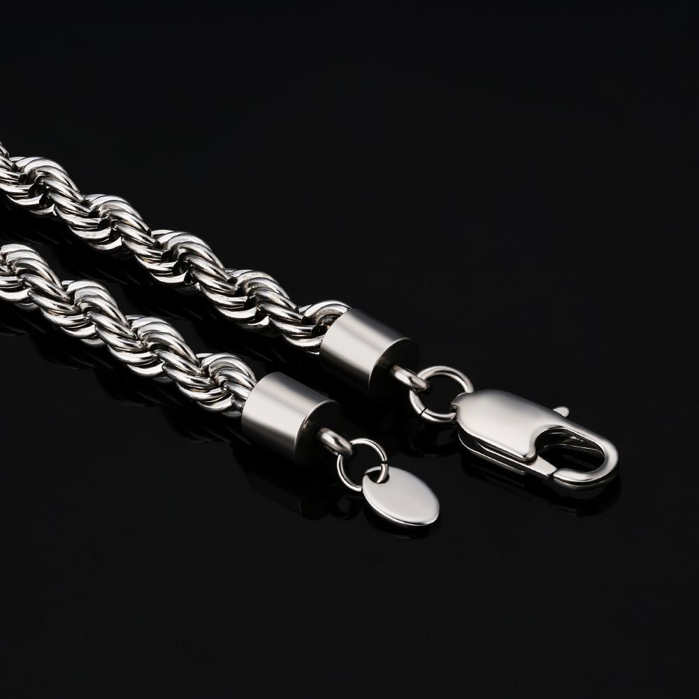 6mm Mens Rope Chain in 18K Gold/White Gold