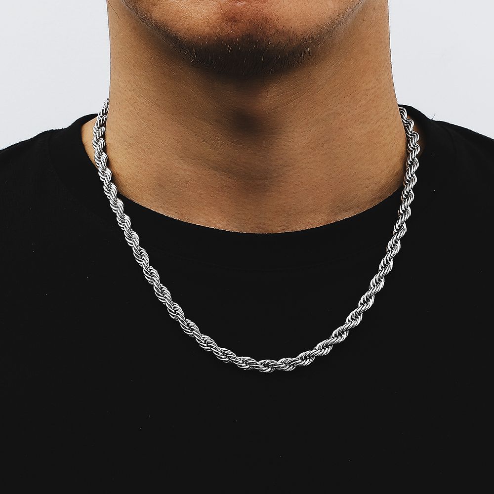 6mm Mens Rope Chain in 18K Gold/White Gold