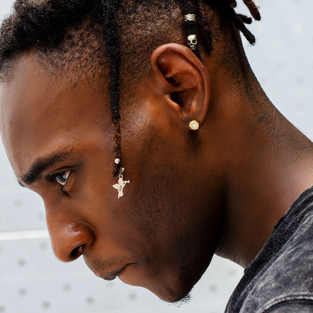 S925 Moissanite Round Iced Sterling Silver Stud Earrings for Men