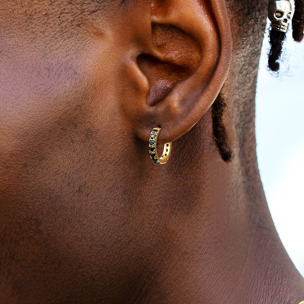 S925 Moissanite Diamond Sterling Silver Hoop Earrings for Men